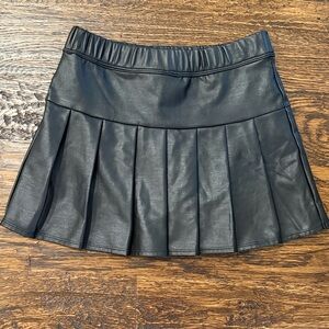 Abercrombie Kids Black Faux Leather Pleated Mini Skirt